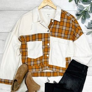 Pol Contrast Plaid Shacket